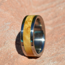 Natural Maple Burl Wood in a Titanium Band 8mm Mens or Ladies Wedding Bands Sz 4 5 6 7 8 9 10 11 12 13 14 15 16 17 18 19 20 Half & 1/4 Sizes