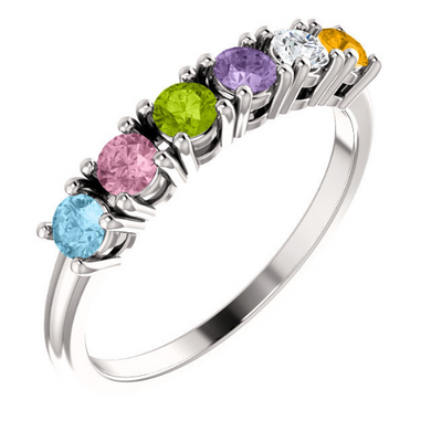 Mothers Ring in 14kt White Gold Yellow Gold or Rose Gold 3mm You Pick the Birthstones that you Need Size 3 4 5 6 7 8 9 Half and  1/4 Sz