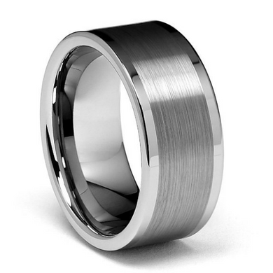 10MM Men's Tungsten Flat Ring Wedding Band Sizes 8 to 14