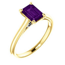 Amethyst Emerald Cut 7x5 Ring 14kt Yellow Gold and 14kt White Gold HandCrafted 7x5 Gemstone Sizes 4 5 6 7 8 9 10 Half & 1/4 Sizes