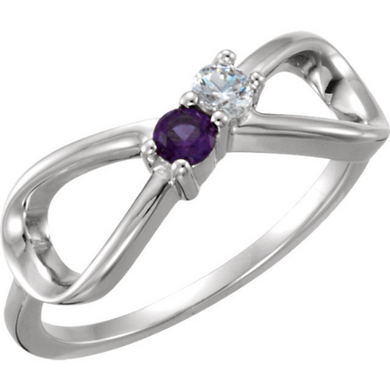 Infinity Mothers Ring Design 14kt White Gold or 14kt Yellow Gold 2.5mm Stones by any Gemstone Preffered Size 3 4 5 6 7 8 9 Plus Half Sizes