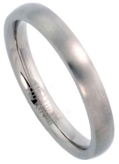 Titanium Wedding Band Comfort Fit Ring 3mm Width Domed Matte Finish Men or Womens Size 5 6 7 8 9 10 11 12