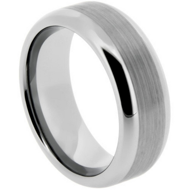 Tungsten Ring 6mm or 8mm Band Satin & High Polish Finish Beveled Edge Design Sizes 5-14