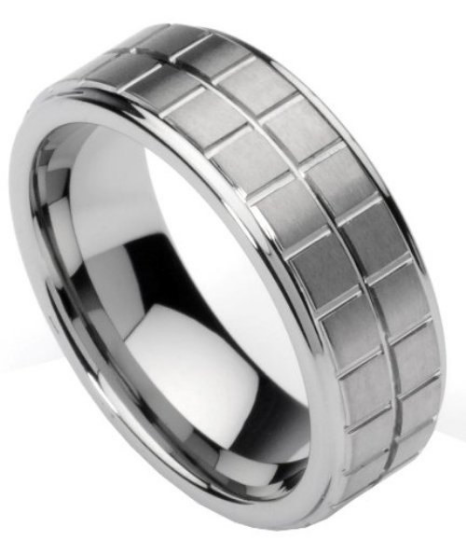 Men's Tungsten Rings Wedding Bands Boxed Design Polished Sizes 7 8 9 10 11 12