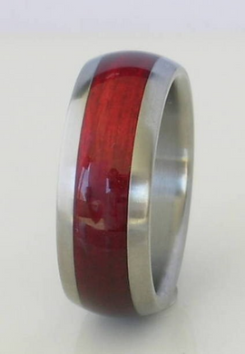 Titanium Wedding Band Wooden Ring Cherry Bahama Wood Rings Available in Sizes 4-18