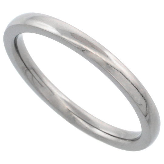Titanium Wedding Band Comfort Fit Ring 2mm Width Domed Polished Finish Men or Womens Size 3 4 5 6 7 8 9 10 11 12
