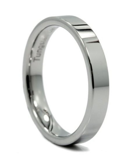 Tungsten Carbide 4MM Pipe Cut Flat Wedding Band Ring Comfort Fit Design High Polish Sizes 4 4.5 5 5.5 6 6.5 7 7.5 8 8.5 9 9.5 10 10.5 11