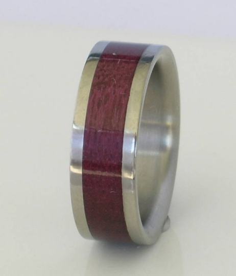 Tungsten Wood Ring Custom Wedding Band Exotic Purple Heart Wood Inlay Mens Ladies Rings Available in sizes 4-18