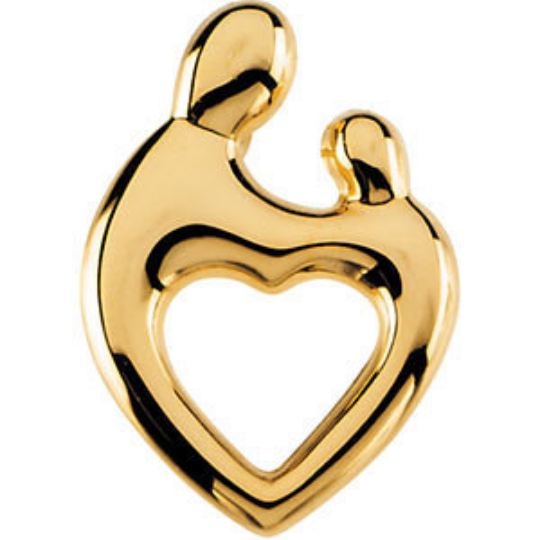 Mother and Child Heart Pendant 14kt Yellow Gold 24.50X17.50MM Width Shiny Finish