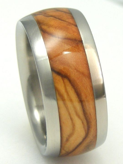 Mens Bethlehem Holy Land Olive Wood Titanium Ring Man Engagement Bands Wedding Rings Unisex Band