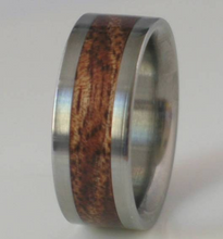 Titanium Wood Ring Koa Wedding Band Hawaiian Koa Wooden Inlay Bands Available for Men and Women Sizes 4-18