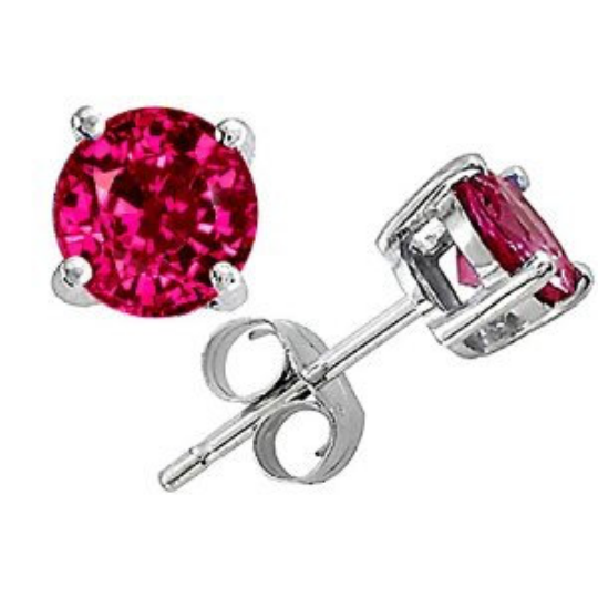 Ruby Earrings in 14kt White Gold Any Birthstones