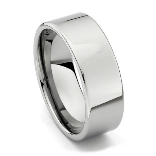 Tungsten Carbide 7MM Flat Pipe Cut Wedding Band Ring High Polished Comfort Fit Design Size 6 7 8 9 10 11 12 13