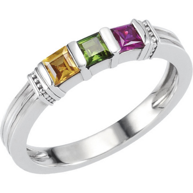 Mothers Birthstone Ring 14kt White or Yellow Gold Stackable Ring