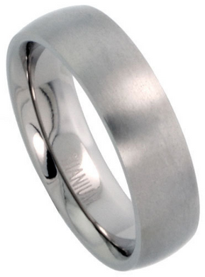 Titanium Wedding Band Comfort Fit Ring 6mm Width Domed Matte Finish Men or Womens Size 5 6 7 8 9 10 11 12