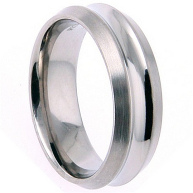Titanium Wedding Band Comfort Fit Ring 7mm Width Satin Finish Polished Grooved Center Men or Womens Size 9 10 11 12 13