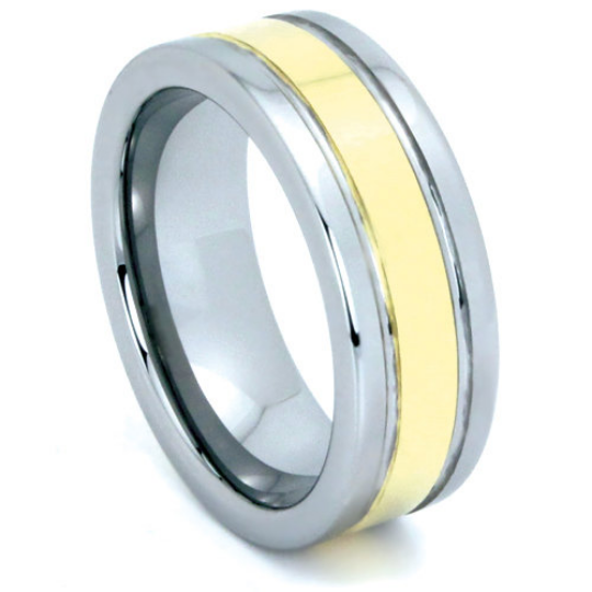 Tungsten Ring 6MM and 8MM IP Gold Tungsten Polished Finish Wedding Band Sizes 5 - 15 + Half Sizes