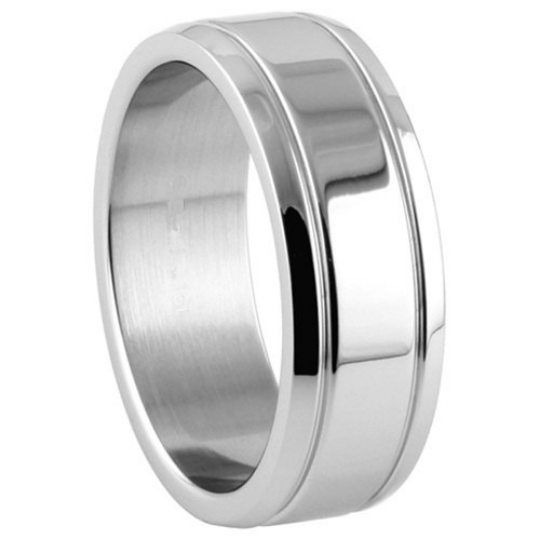 Silver Wedding Band Sterling 925 Polished Finish 8mm Custom Made Double Groove Design Size 5 6 7 8 9 10 11 12 13 14 15