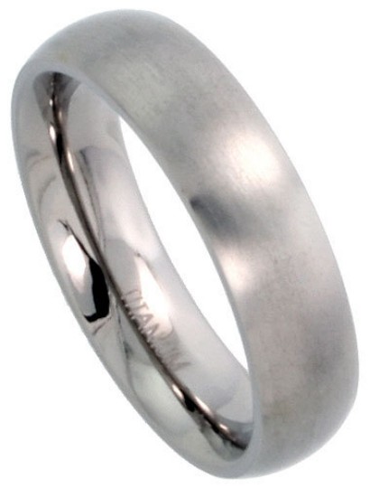 Titanium Wedding Band Comfort Fit Ring 5mm Width Domed Matte Finish Men or Womens Size 5 6 7 8 9 10 11 12