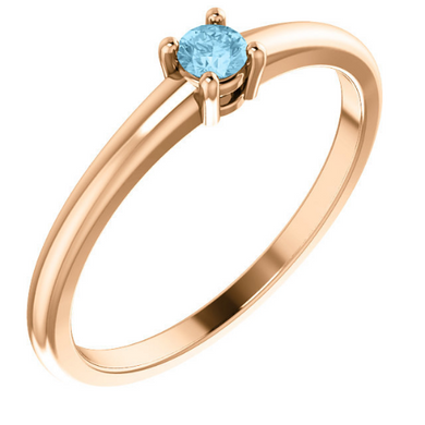Mothers Ring in 14kt Rose Gold Yellow Gold or White Gold 3mm Blue Topaz Pick any Birthstone You Need Sz 3 4 5 6 7 8 9 Half and  1/4 Sz