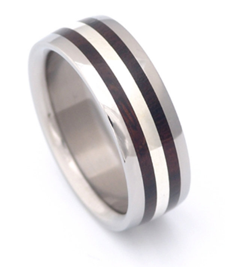 Titanium Ring Desert Iron Wood Double Row Band Mens or Ladies Custom Made HandCrafted WEDDING Band Any Size 4-17 & 1/4 sizes