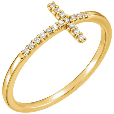 Religious Jewelry Diamond Cross Ring 14kt Gold Design Cross Ring Size 3 4 5 6 7 8 9 10 Plus Half and 1/4 Sizes