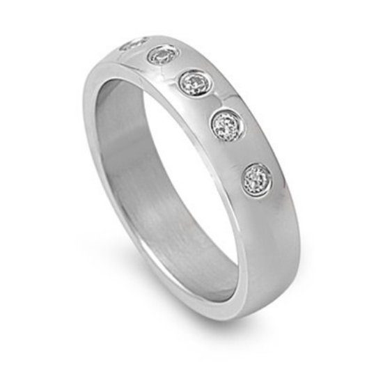 Silver Wedding Band Sterling 925 Round Brilliant Cut Cubic Zirconia Gemstones High Polished 8mm Custom Size 5 6 7 8 9 10 11 12 13 14 15