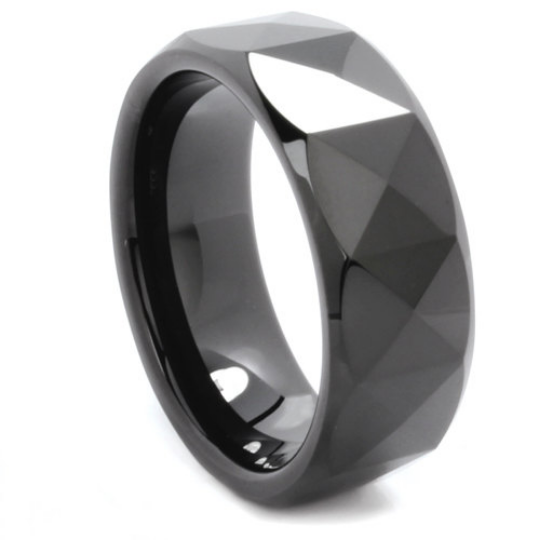 Tungsten Ring Prism Multi Faceted Design Comes in 8MM Comfort Fit Sizes 9 10 11 12 13