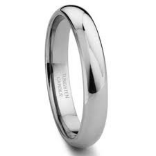 Tungsten Carbide 4MM Plain Dome Wedding Band Ring High Polished Comfort Fit Design Size 4-13