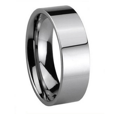 Tungsten Carbide 8MM Flat Pipe Cut Wedding Band Ring Polished Comfort Fit Design Size 6 6.5 7 7.5 8 8.5 9 9.5 10 10.5 11 11.5 12 12.5 13