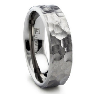Hammer Titanium Wedding Band 8mm Width Comfort Fit Design Men & Women Available in Sizes 8 8.5 9 9.5 10 10.5 11 12