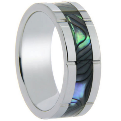 Tungsten Ring Abalone Shell Inlay 8MM Band Unique Design Polished Ring FREE gift Box Size 6 7 8 9 10 11 12