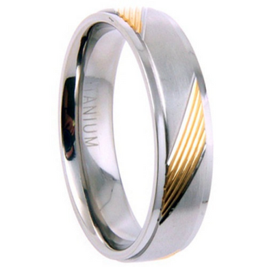Titanium Wedding Band Comfort Fit Ring 6mm Width Gold Tone Finish Polish Men or Womens Sz 5 6 7 8 9 10 11 12