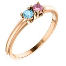 Mothers Ring in 14kt Rose Gold Yellow Gold or White Gold 3mm Blue Topaz Pink Tourmaline any Birthstones Size 3 4 5 6 7 8 9 Half and  1/4 Sz