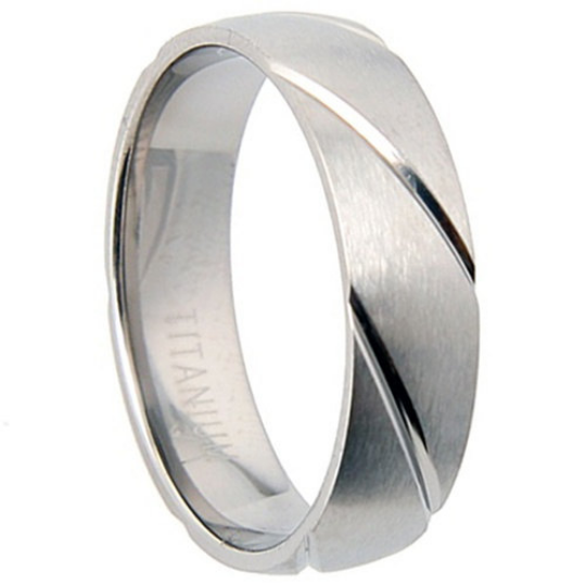 Titanium Wedding Band Comfort Fit Ring 6mm Width Half Dome Matte Finish Grooved Men or Womens Size 7.5 8.5 9.5 10.5 11.5