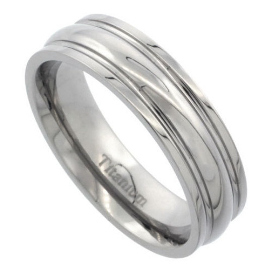 Titanium 6mm Wedding Band Ring Convex Design Highly Polished Comfort Fit sizes 7 to 14