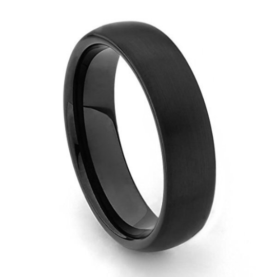 Black Tungsten Carbide Dome 6mm width Comfort Fit Wedding Band Sizes 5 5.5 6 6.5 7 7.5 8 8.5 9 9.5 10 10.5 11 11.5 12 12.5 13 13.5 14 15