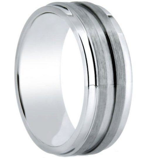 Cobalt Ring 8mm Wedding Band Matte Finish Grooved Beveled Edges Sizes 6 6.5 7 7.5 8 8.5 9 9.5 10 10.5 11 11.5 12 12.5 13