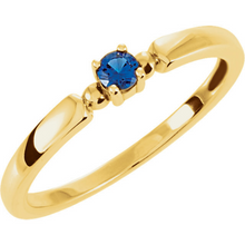 Mothers Ring in 14kt yellow Gold One Round 3.0mm Gemstones Pick Any Birthstone You Preffer Size 3 4 5 6 7 8 9 Half Sizes