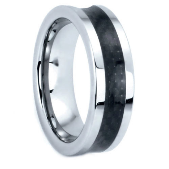 Tungsten Rings Carbon Fiber Inlay Wedding Bands 7mm Wide Comfort Fit Size 5 to 13 + Half Sizes