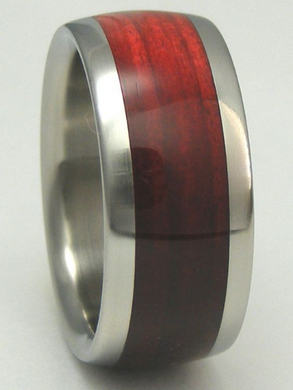 Tungsten Wood Ring Cherry Bahama Red Wood Wedding Anniversary Band Mens and Ladies sizes available 4-17