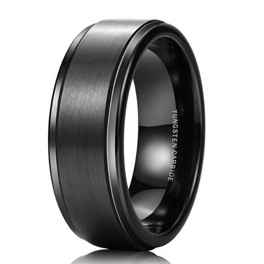 8mm Black Tungsten Men's Wedding Ring Comfort Fit Matte Finish Engagement Sizes 7 7.5 8 8.5 9 9.5 10 10.5 11 11.5 12 12.5 13 13.5 14