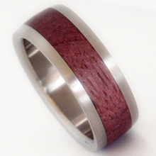 Exotic Wood Bands Pure Tungsten and Titanium Exotic Purple Heart Wood Mens or Ladies HandCrafted WEDDING Bands Any Size 4-17 & 1/4 sizes
