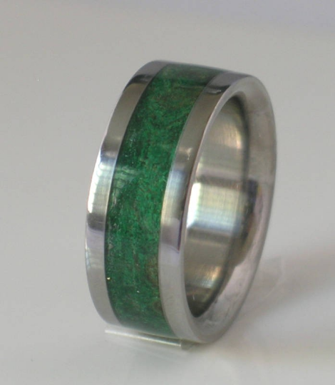 Tungsten Wedding Band with Green Maple Burl Wood Inlay Rings Available for Men and Ladies Sizes 4-18