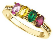 Mothers Ring 14k yellow Gold 5.00X3.00mm Oval Stones Emerald Ruby Citrine Pink Tourmaline any Stone Preffered Sz 3 4 5 6 7 8 9 Half Sizes