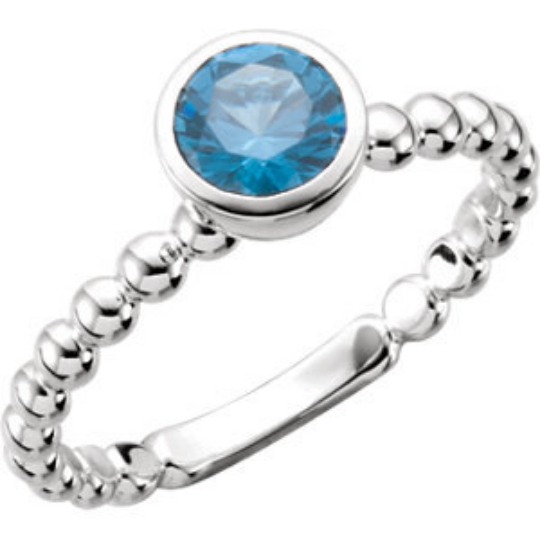Birthstone Ring in 14kt White Gold Stackable Ring