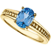 Mothers Ring Design 14kt yellow Gold 8.00X6.00mm Oval Blue Topaz Stone or any Gemstone Preffered Size 3 4 5 6 7 8 9 Plus Half Sizes