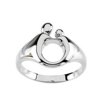 Mother and Child Ring 14kt White Gold or 14kt Yellow Gold Size 3 4 5 6 7 8 9 Plus Half Sizes