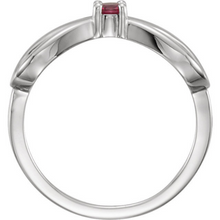 Infinity Mothers Ring Design 14kt White Gold or 14kt Yellow Gold 2.5mm Stone Ruby any Gemstone Preffered Size 3 4 5 6 7 8 9 Plus Half Sizes