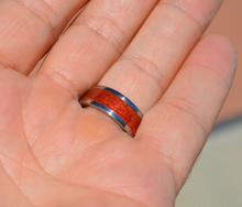 Titanium Wood Ring Exotic Red Heart Wood 8mm Mens or Ladies Bands Size 4 5 6 7 8 9 10 11 12 13 14 15 16 17 18 19 20 Half Sizes